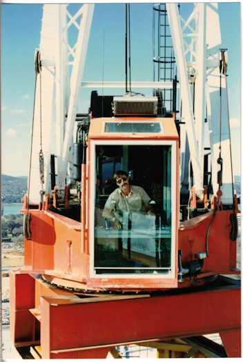 Bob Taylor sitting inside his crane