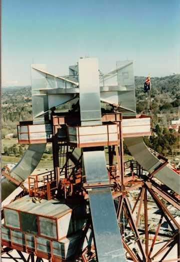 The steel cluster has been positioned on top of the four curved legs