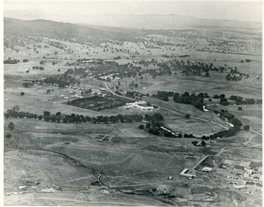 Aerial view of Acton, including Weston's plant nursery.