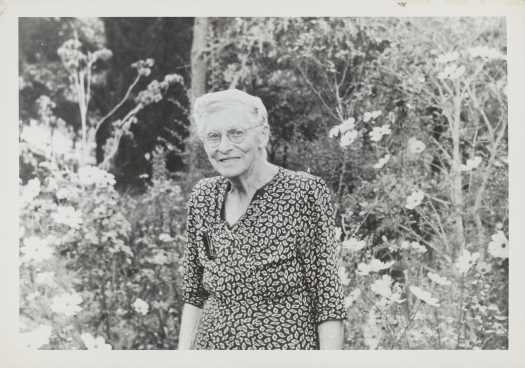 Pattie tending her roses