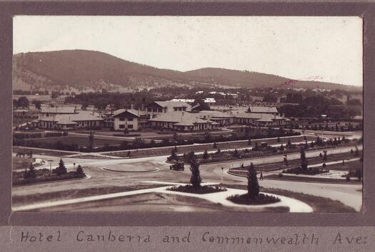 View of Hotel Canberra and Commonwealth Avenue from West Block