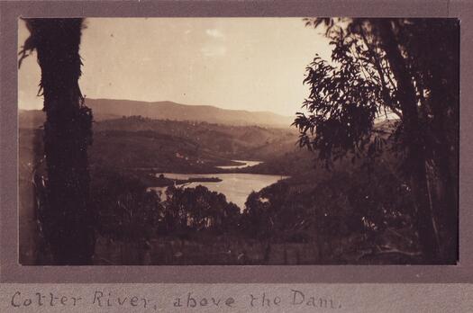 View from the west of the Cotter River flowing into the dam