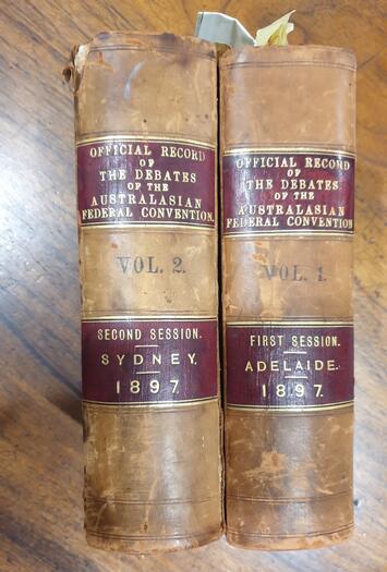 Leather spine (Volume 2, Sydney). Front embossed with 'The Hon Speaker'.
