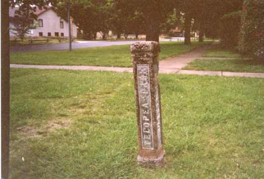 Original pebblecrete and metal sign. Gone by October 2009. Some in Barton have been restored.